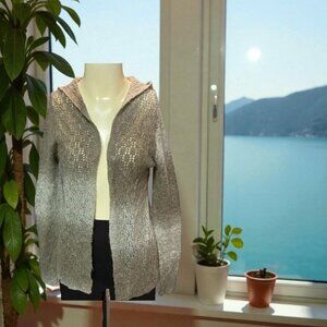 Dress Barn Long Sleeve Open Hooded Cardigan Sweater